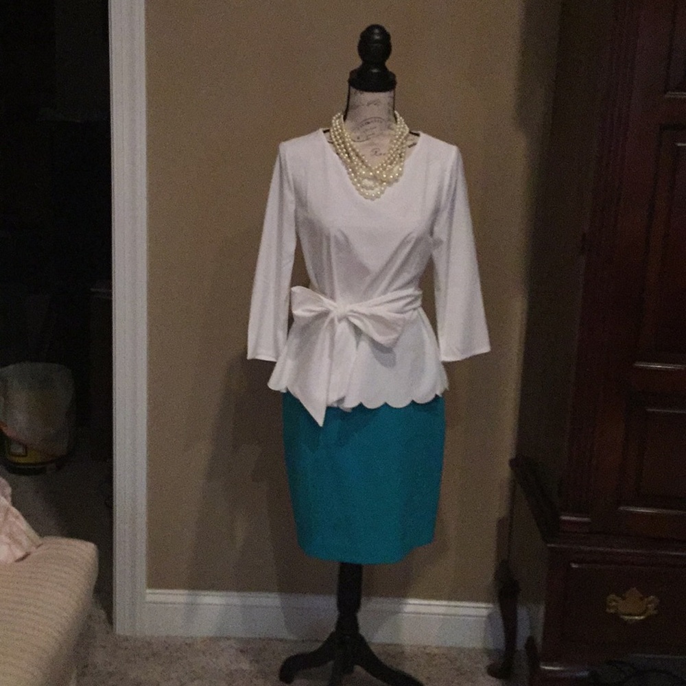 Fully Lined Teal Skirt from Loft, Size 4P